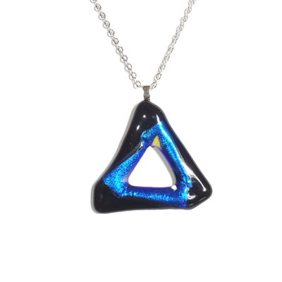 Blue dichroic triangle necklace