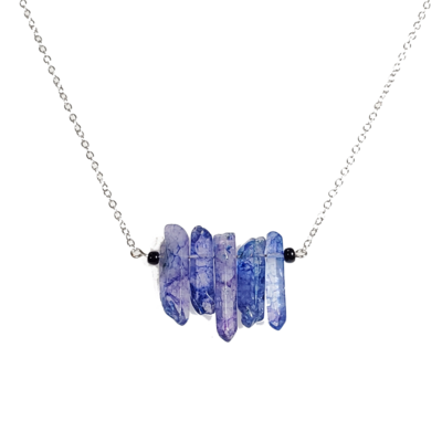Purple blue ice flake necklace