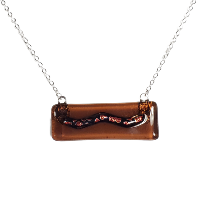 Dichroic Heart Wave Fused Glass Bar Necklace