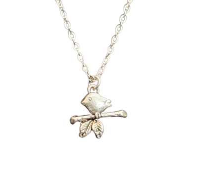 Dainty Bird on a Limb Necklace