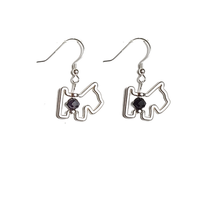 Scottie dog earrings with black crystals