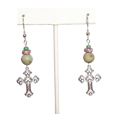 Aqua terra jasper and cross earrings - Thumbnail 3