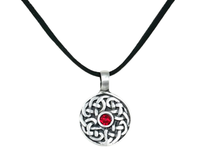 Celtic Knot with Ruby-Colored Swarovski Crystal Pendant Necklace
