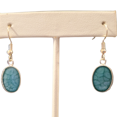 Green painted cells earrings
