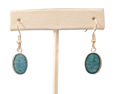 Green Painted Cells Earrings