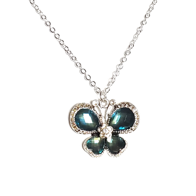 Blue crystal butterfly necklace