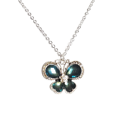 Blue Crystal Butterfly Necklace