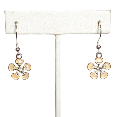 Pale pink flower earrings with sterling silver hooks