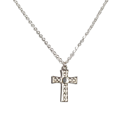 Swirled Cross Necklace with Adjustable Chain Perfect for Layering
