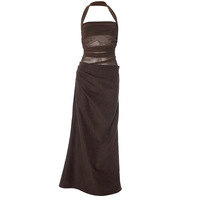 Halter neck mesh see-through backless cross-body gathered long skirt - Thumbnail 1