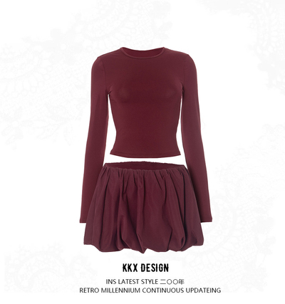 Tight backless twist top and bud skirt elegant suit
