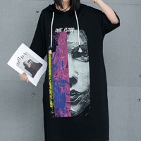 Fashion Plus Size Women's Hooded Short Sleeve T-Shirt Dress - Thumbnail 2