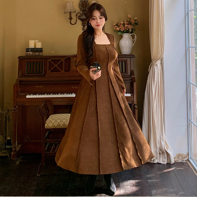 Plus size women's spring and autumn new high-end retro dress