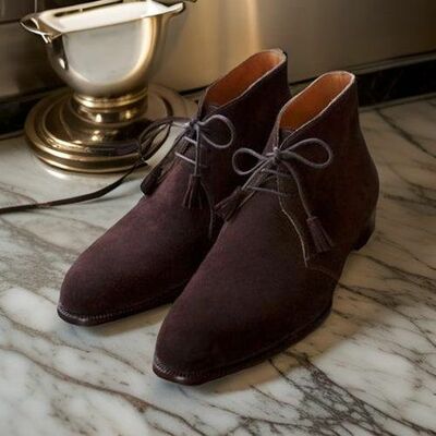 Handmade Men's Coco Brown Suede Chukka Lace Up Dress Boot Stylish Chukka Boot