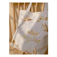 Butterfly Canvas bag Hanfu messenger bag embroidered ancient style cheongsam bag eco-friendly bag - Thumbnail 6