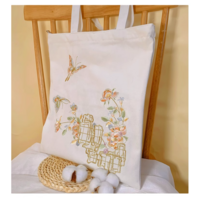 The Peony Pavilion Embroidered original canvas bag one-shoulder national trend bag eco-friendly bag - Thumbnail 7