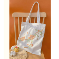 Camellia Canvas bag Hanfu messenger bag embroidered ancient style cheongsam bag eco-friendly bag - Thumbnail 2