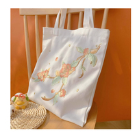 Camellia Canvas bag Hanfu messenger bag embroidered ancient style cheongsam bag eco-friendly bag - Thumbnail 6