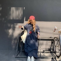 Large Size Long Sleeve Loose Plaid Dress - Thumbnail 2