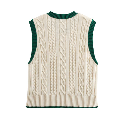 Cable knit slim fit v-neck vest