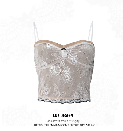 Sexy lace stitching split camisole