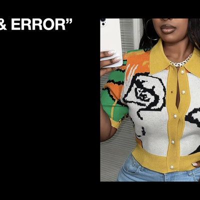 "trial & error" button-down sweater