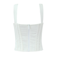 V-neck ruffled butterfly straps herringbone waist slim top - Thumbnail 1