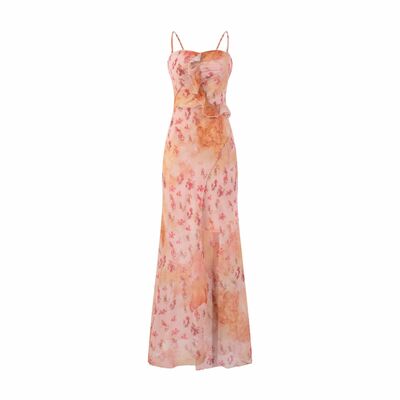 Sexy slim-fitting suspender dress with ruffled edges and personalized design