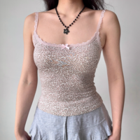 Women's Leopard Print Top Lace Camisole - Thumbnail 1