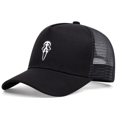 Halloween Ghost Face Truck Driver Cap Peaked Cap Black
