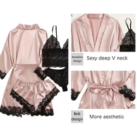 4 Pieces  Home Clothed Nightwear Robe Woman Sleepwear Pajamas Set  - Thumbnail 3