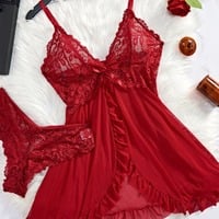 Transparent  Sexy Lingerie Women's Underwear Lace Nightdress And Panty Pijamas Sets - Thumbnail 1