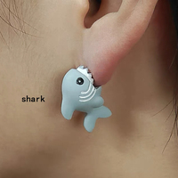 Cartoon Animal Biting Stud Earrings  - Thumbnail 4