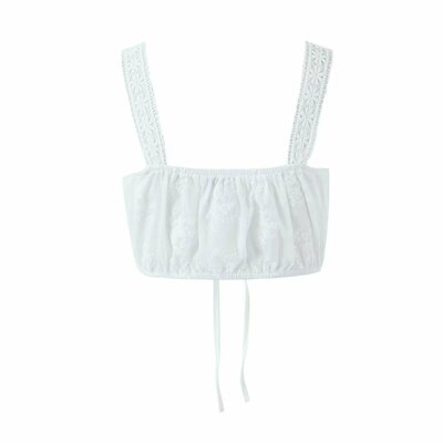 Casual sexy ultra short drawstring lace top suspenders
