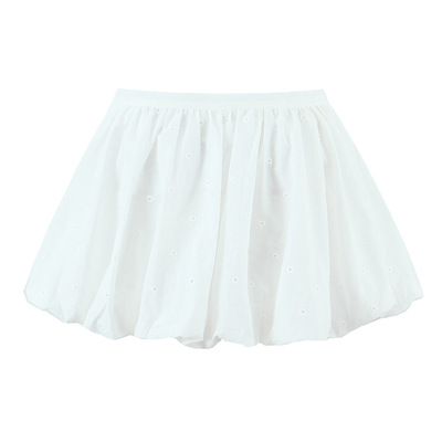 Embroidered low waist puffy a-line flower bud skirt short skirt