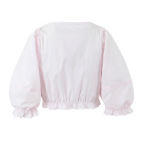 Sexy waist-baring top with U-neck and puff sleeves - Thumbnail 3