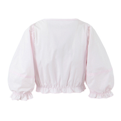 Sexy waist-baring top with u-neck and puff sleeves