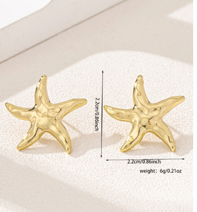 Women Girls Fashion Temperament Casual Exquisite Starfish Stud Earrings