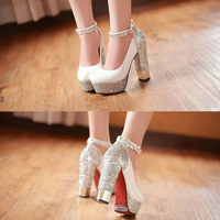 Female New Style Women Pumps Thick Heel Platform Summer Bling platform Shoes High Heels Stripper  - Thumbnail 4