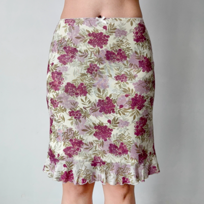 Retro printed skirt ruffled slim fit hip skirt