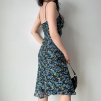 Retro Printed Suspender Midi Holiday Dress - Thumbnail 2