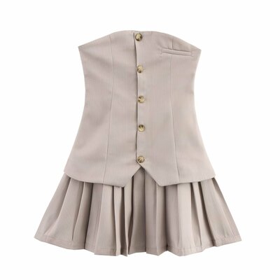 Street fashion temperament strapless short dress - Thumbnail 2