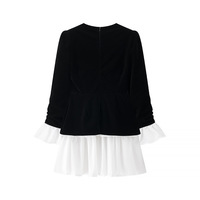 Lace-up fake two-piece irregular long-sleeved dress - Thumbnail 1