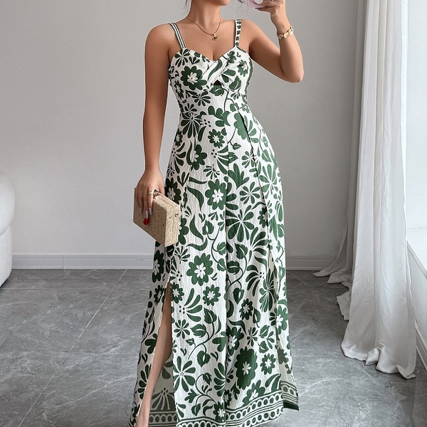 Elegant Twist Print Slip Dress