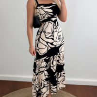 Women'S Sexy Rose Pattern Sling Dress - Thumbnail 1