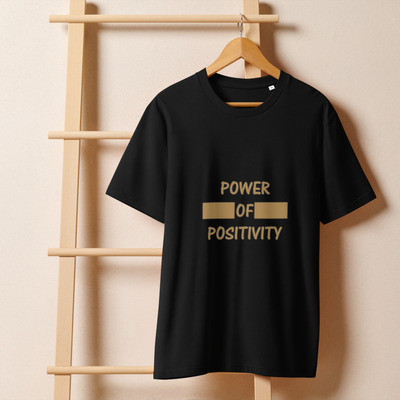 Unisex organic ribbed neck t-shirt "power of positivity"