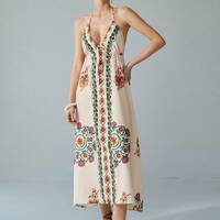 Fashionable resort style floral print suspender dress - Thumbnail 1