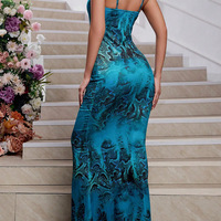 Sexy Printed Casual Beach Resort Long Dress - Thumbnail 3
