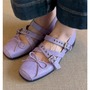 Lilac Purple Bowknot Ballet Style Flats Shoes-1