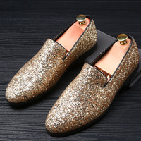 Men's shoes fashion sequins pointed shoes 3 colors - Thumbnail 4
